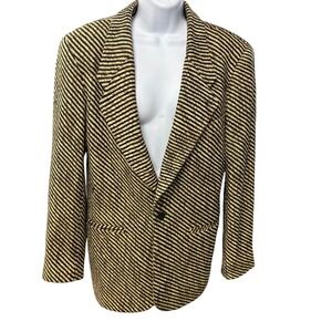 Emil Rutenberg USA Blazer Womens 36 Hand Woven Silk Striped‎ Jacket Coat*